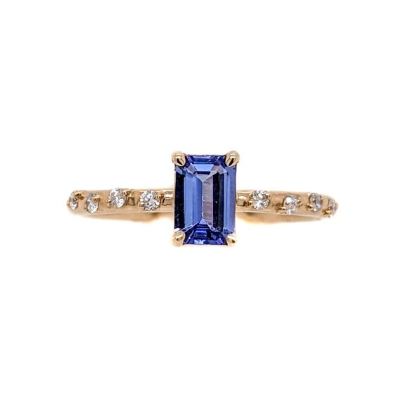 Tanzanite Ring in Solid 14K Gold with Natural Diamond Accents